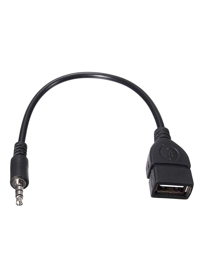 Male AUX To Female Converter Adapter Cable Black - Image 1