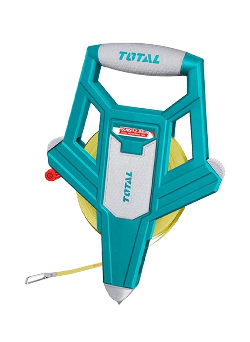 توتال إجمالي شريط قياس الألياف الزجاجية 100 متر × 12.5 مللي متر شريط المسح بكرة مفتوحة الشريط أشرطة القياس الطويلة ABS البلاستيك TMTF12508 - Image 1