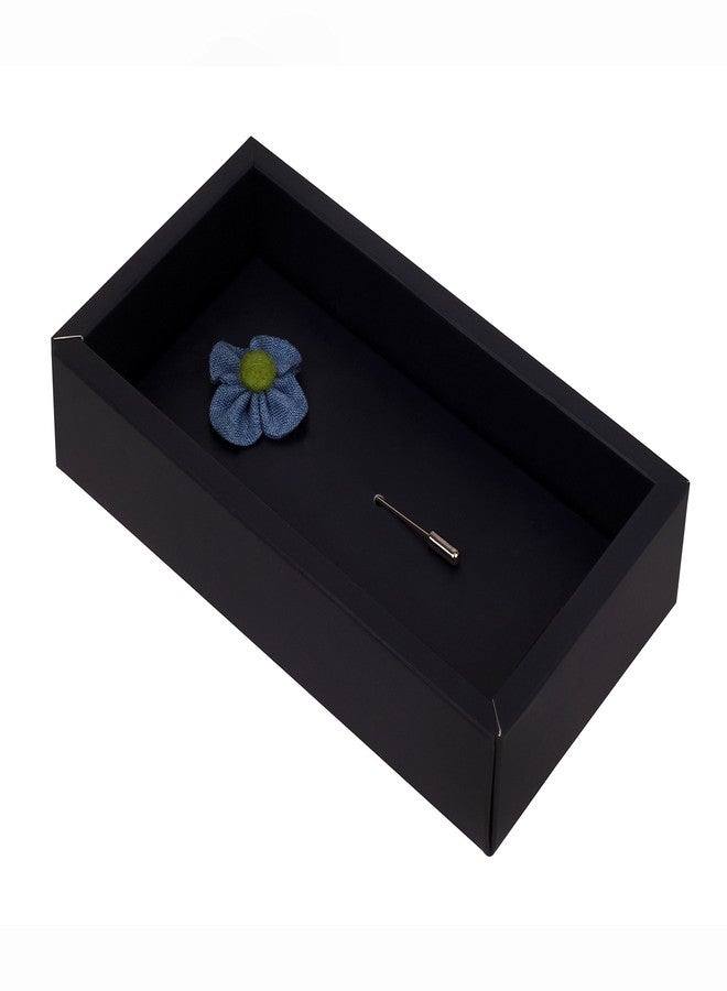 Peluche The Four Petal Classic Flower Blue Brooch for Men - Image 4