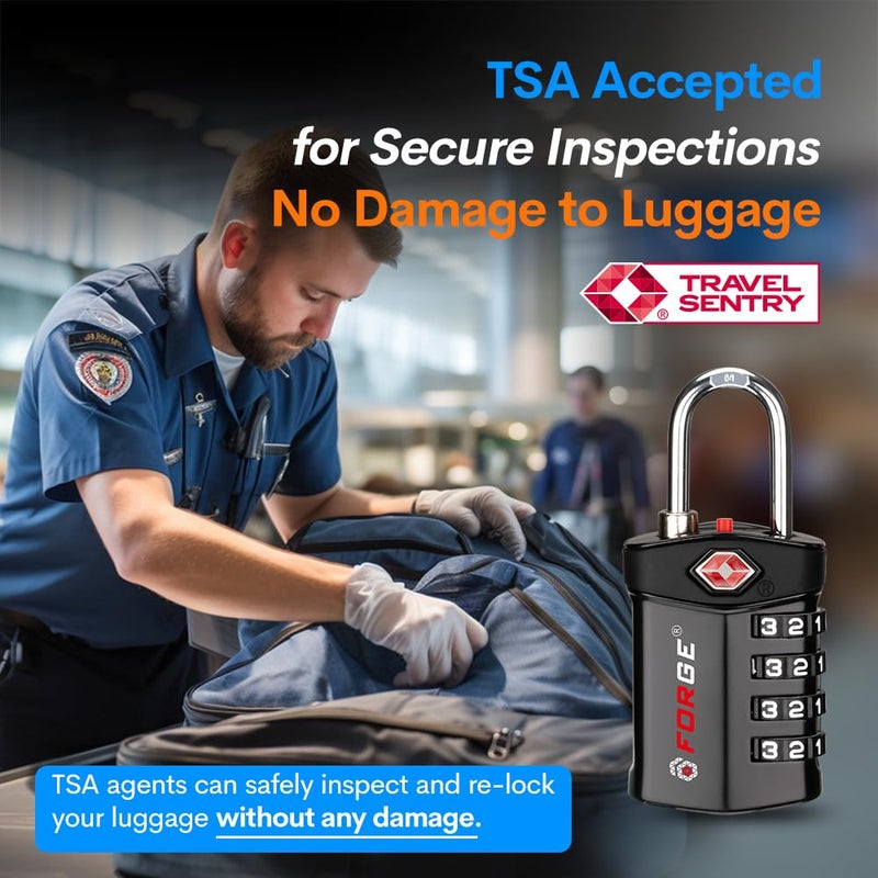 Forge Forge Travel Lock,TSA Approved Luggage Locks for Air Travel, Gym Lockers, School Lockers, Pelican Cases, Gun Case, Easy Read Dials, Durable Alloy Body  - Image 2