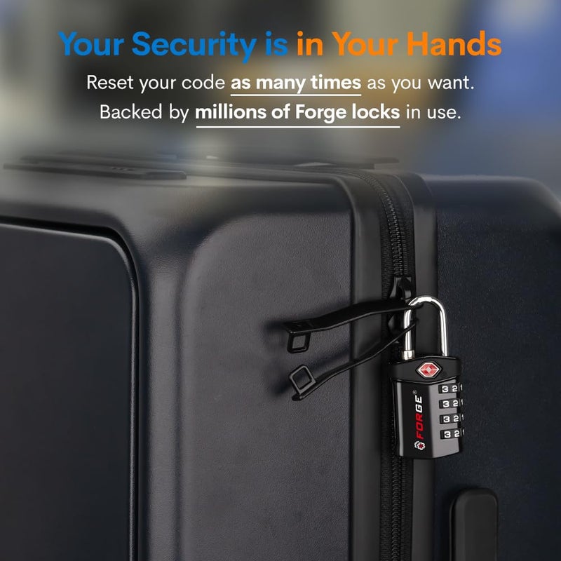 Forge Forge Travel Lock,TSA Approved Luggage Locks for Air Travel, Gym Lockers, School Lockers, Pelican Cases, Gun Case, Easy Read Dials, Durable Alloy Body  - Image 4