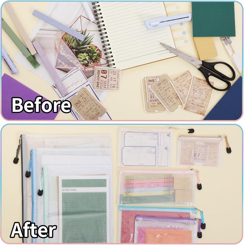EOOUT 24pcs Mesh Zipper Pouch, Waterproof Zipper Bags, 8 Sizes Plastic Travel Pouch, 8 Colors, Multipurpose for Office Supplies and Travel Storage - Image 4