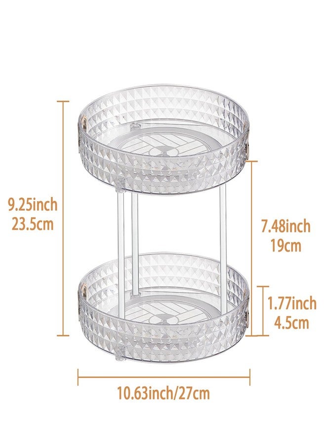 Wesoke 2 Tier Lazy Susan Turntable Cupboard Organiser, Large Rotating Kitchen Spice Rack Spinning Condiment Seasoning Organizer, Detachable Revolving Bathroom Makeup Tray Holder for Cabinet Fridge - Image 2