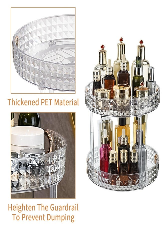 Wesoke 2 Tier Lazy Susan Turntable Cupboard Organiser, Large Rotating Kitchen Spice Rack Spinning Condiment Seasoning Organizer, Detachable Revolving Bathroom Makeup Tray Holder for Cabinet Fridge - Image 4