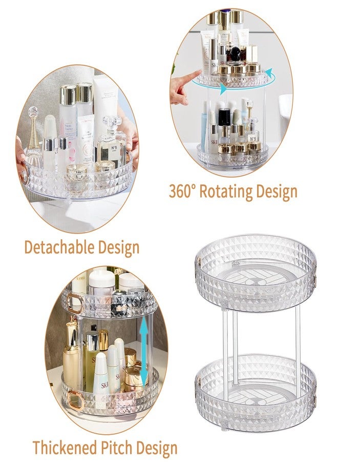 Wesoke 2 Tier Lazy Susan Turntable Cupboard Organiser, Large Rotating Kitchen Spice Rack Spinning Condiment Seasoning Organizer, Detachable Revolving Bathroom Makeup Tray Holder for Cabinet Fridge - Image 5