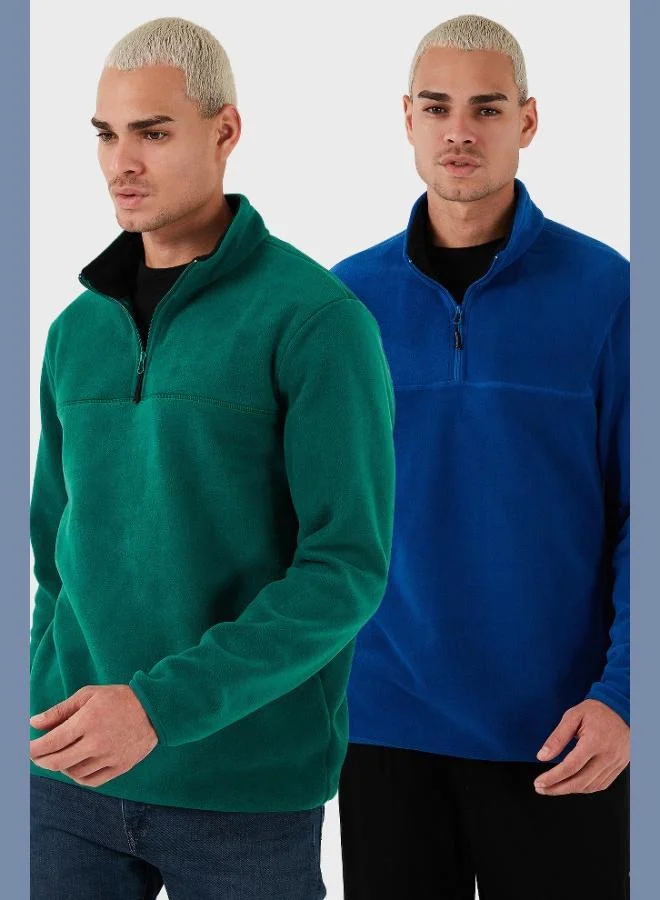 Buratti Buratti Regular Fit Anti-Pilling Non-Pilling Standing Collar Raised 2-Pack Polar Men's POLAR 5896700S2