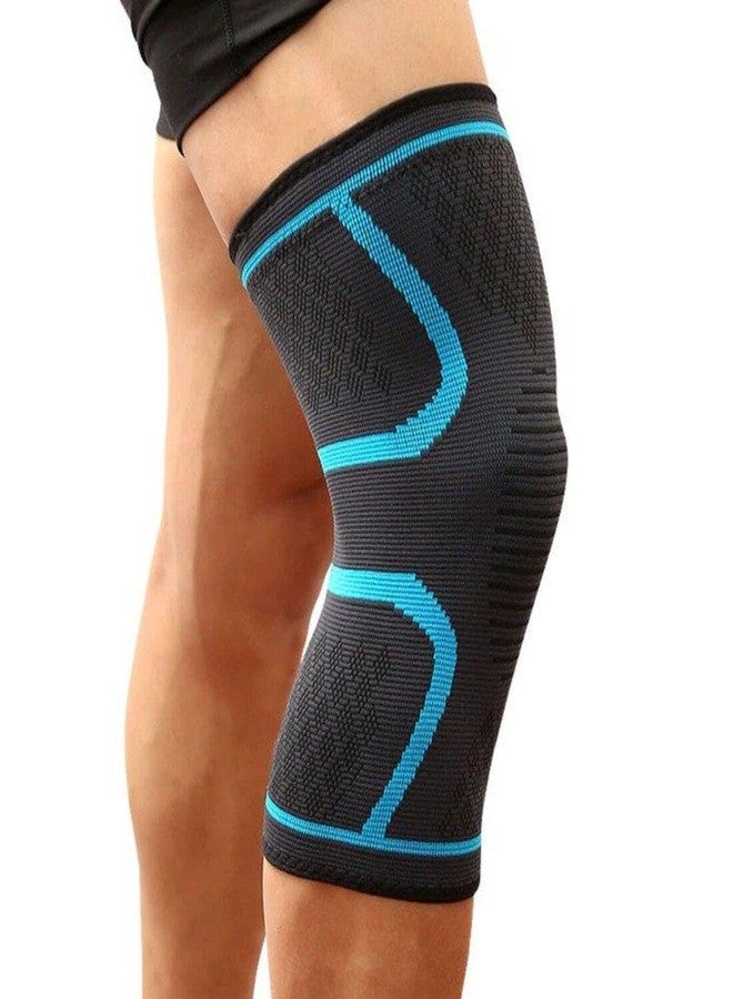Digital Shoppy 1PCS Fitness Running Cycling Knee Support Braces Elastic Nylon Sport Compression Knee Pad Sleeve for Basketball Volleyball, Blue (Medium) - Image 1