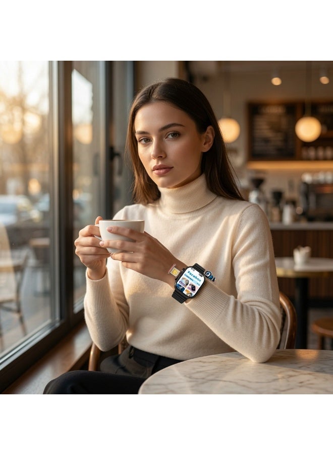 Smartberry C96 2.2 Inch HD Smart Watch with Rotating HD Camera, 5G WiFi, Bluetooth Calling, SIM Card Slot, 660mAh Battery, Dual Straps, Fitness Tracker for Android, Black - Image 4