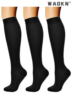 WAOKN 3 pairs of Black Copper Compression Stockings for Women & Men Calf Socks, Pressure Socks, Elastic Socks,Yoga Socks,Best Support for Running, Hiking, Sports, Cycling and so on  - Image 1