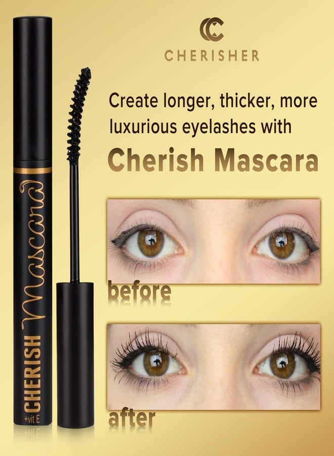 Cherisher Lengtening Hypoallergenic Cherish Mascara With Vitamin E | Premium Deep Black Color Gluten Free Volumizing Eye Mascara With Vitamins Makes Perfect Natural Bold Eyelashes And Care Your Sensitive Eyes - Image 5