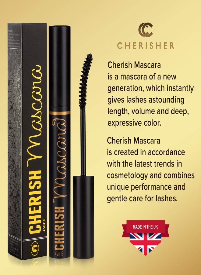 Cherisher Lengtening Hypoallergenic Cherish Mascara With Vitamin E | Premium Deep Black Color Gluten Free Volumizing Eye Mascara With Vitamins Makes Perfect Natural Bold Eyelashes And Care Your Sensitive Eyes - Image 2