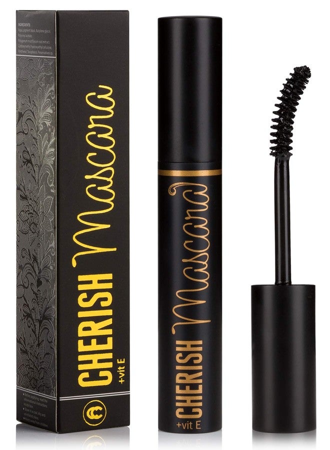 Cherisher Lengtening Hypoallergenic Cherish Mascara With Vitamin E | Premium Deep Black Color Gluten Free Volumizing Eye Mascara With Vitamins Makes Perfect Natural Bold Eyelashes And Care Your Sensitive Eyes - Image 1
