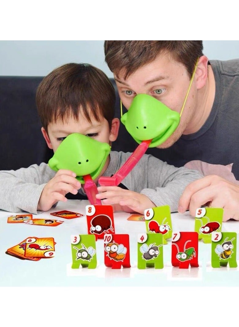 Betaoby Frog Tongue Game, 4 Pack Frog Tongue Mask Game, Catch Bugs Game with Card, Frog Toy Tongues Out Game, Kids Board Games, Multiplayer Party Game, Family Board Games for Kids Ages 4-12 - Image 1