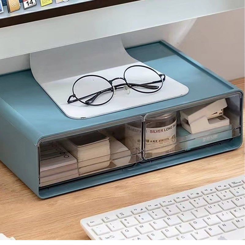 Zyners Large Stackable Desk Organizer Drawers, Plastic Desk Storage Drawers, Makeup Organizer Drawers with 3 Drawers for Desk, Home, School, Desktop, Dressing Table(Blue) - Image 4