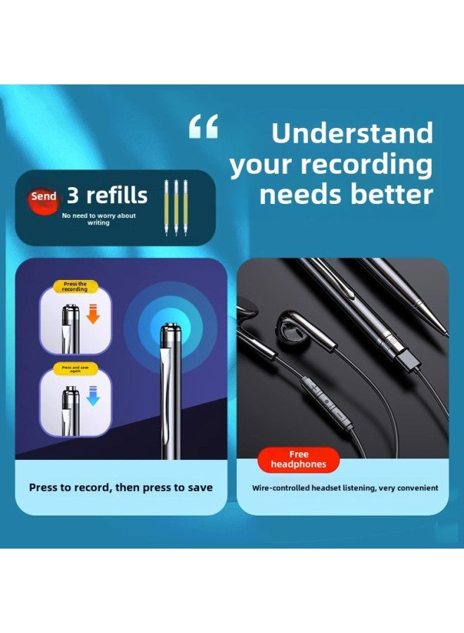 Pen-shaped Recording Pen Professional High-definition Noise Reduction Ultra-long Standby Student Class Recording Conference Recorder Equipment-Body Color:Android Version [supports Android Phone Link + One-click Recording + Long Battery Life] Comes With 3 Refills-Memory Capacity:32GB  - Image 3