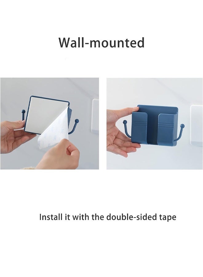 4Pcs Wall Mount Phone Holder Adhesive Wall Phone Mount Charging Stand and Remote Control Stand Multipurpose Socket Pocket Universal Deck Storage Box for Bedroom, Kitchen, Bathroom, Office - Image 3