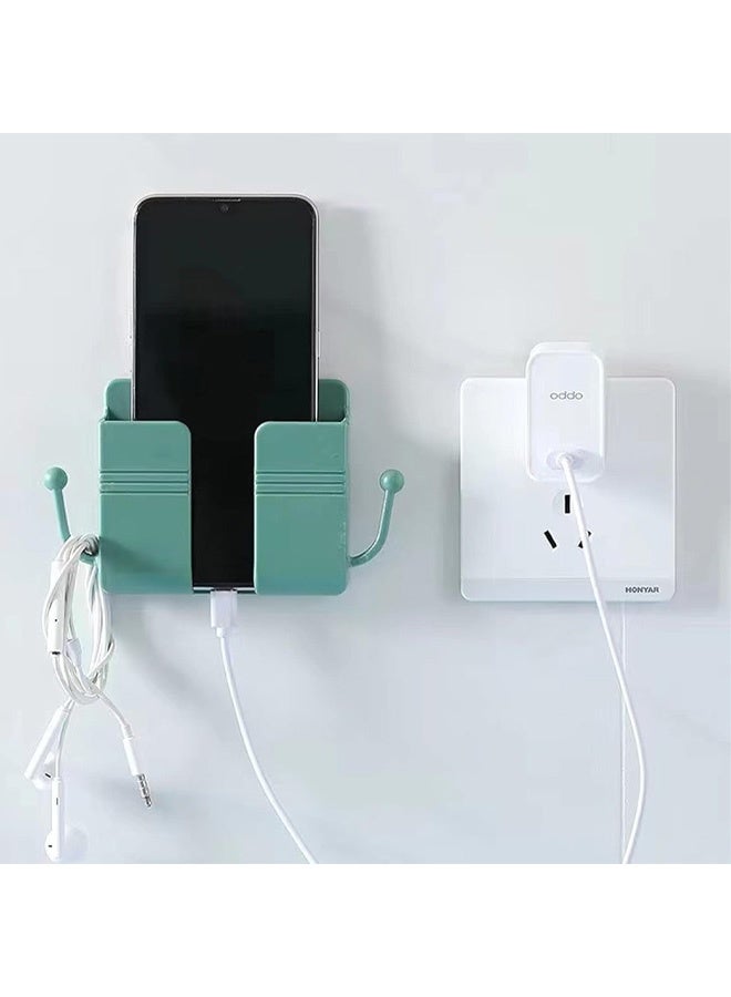 4Pcs Wall Mount Phone Holder Adhesive Wall Phone Mount Charging Stand and Remote Control Stand Multipurpose Socket Pocket Universal Deck Storage Box for Bedroom, Kitchen, Bathroom, Office - Image 5