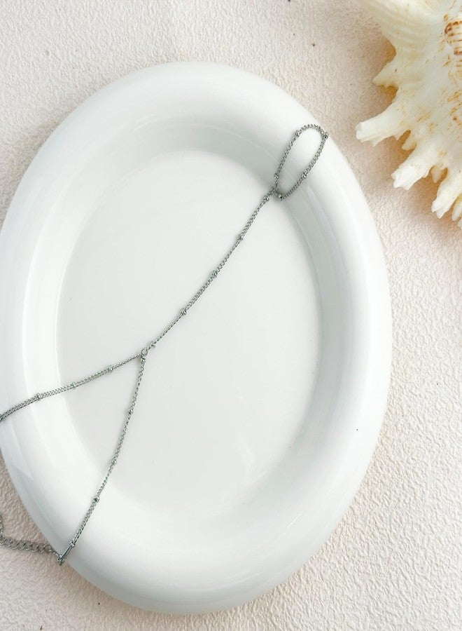 HTH Ring Bracelet Hand Chain for Women Adjustable Stainless Steel Beaded chain Finger Ring Bracelet(Silver) - Image 4