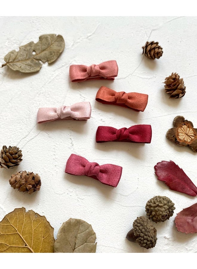 Cherssy Boutique Baby Hair Clips, 12pcs Suede Mini Bows Hair Barrettes, Fully Lined Hair Pins for Infant Toddler Girl's Fine Hair by Cherssy - Image 5