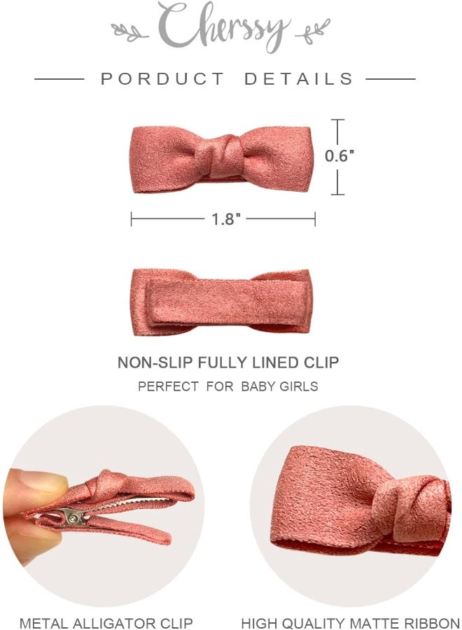 Cherssy Boutique Baby Hair Clips, 12pcs Suede Mini Bows Hair Barrettes, Fully Lined Hair Pins for Infant Toddler Girl's Fine Hair by Cherssy - Image 4