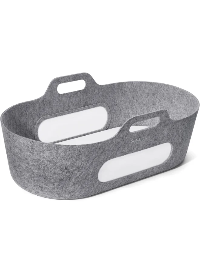 سنوز Baskit Moses Basket And Stand Set For Baby, Dual Mesh Windows For Airflow, Soft Material , 3D Breathable Mattress, Machine Washable Liners , Basket And Stand 84 X 46.5 X 74 Cm - Dark Grey And Dove Grey