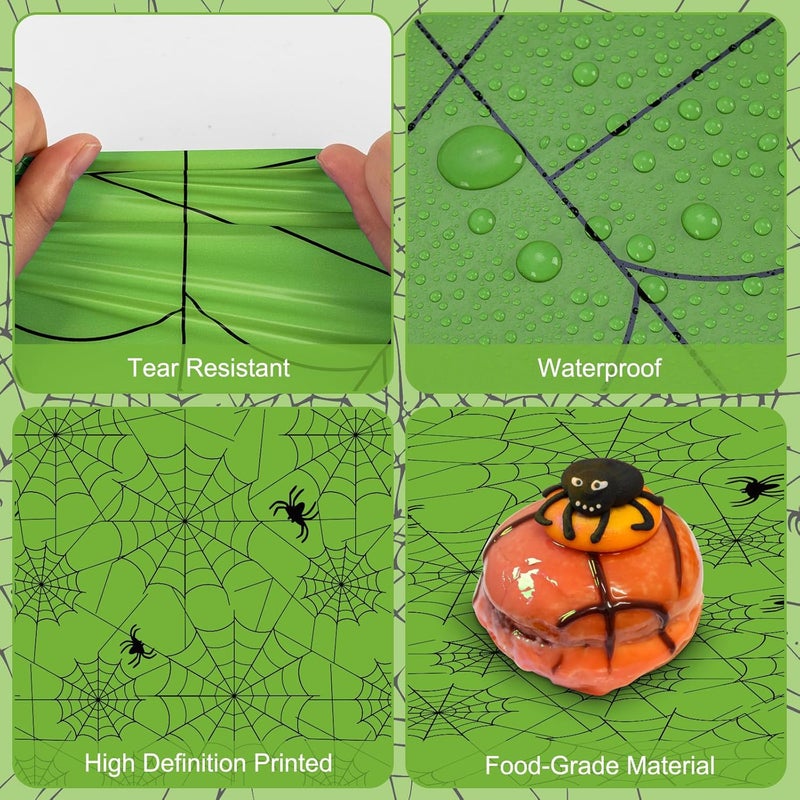 Litmitfu 2 Pcs Halloween Tablecloth - Plastic Halloweens Spider Webs Table Cloth, Green Disposable Rectangle Spiderweb Table Cover for Halloween Party Decorations Supplies Favors Tables Decor, 108 x 54 Inch - Image 5