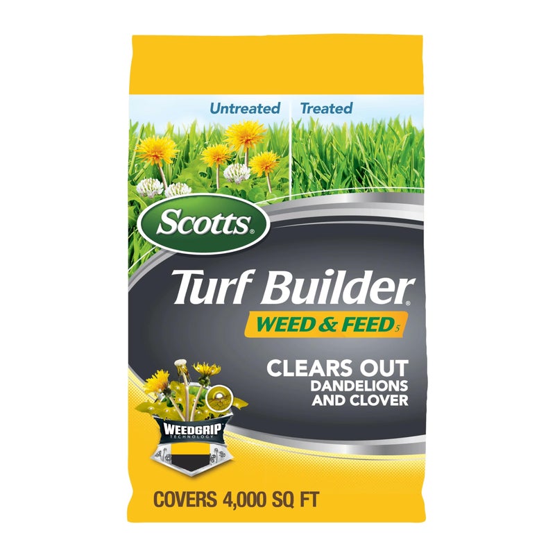Scotts Turf Builder Weed and Feed5 - Weed Killer Plus Lawn Fertilizer, Lawn Weed Killer, Controls Dandelion and Clover, Grass Fertilizer For Up To 4,000 sq. ft., 11.32 lb. - Image 1