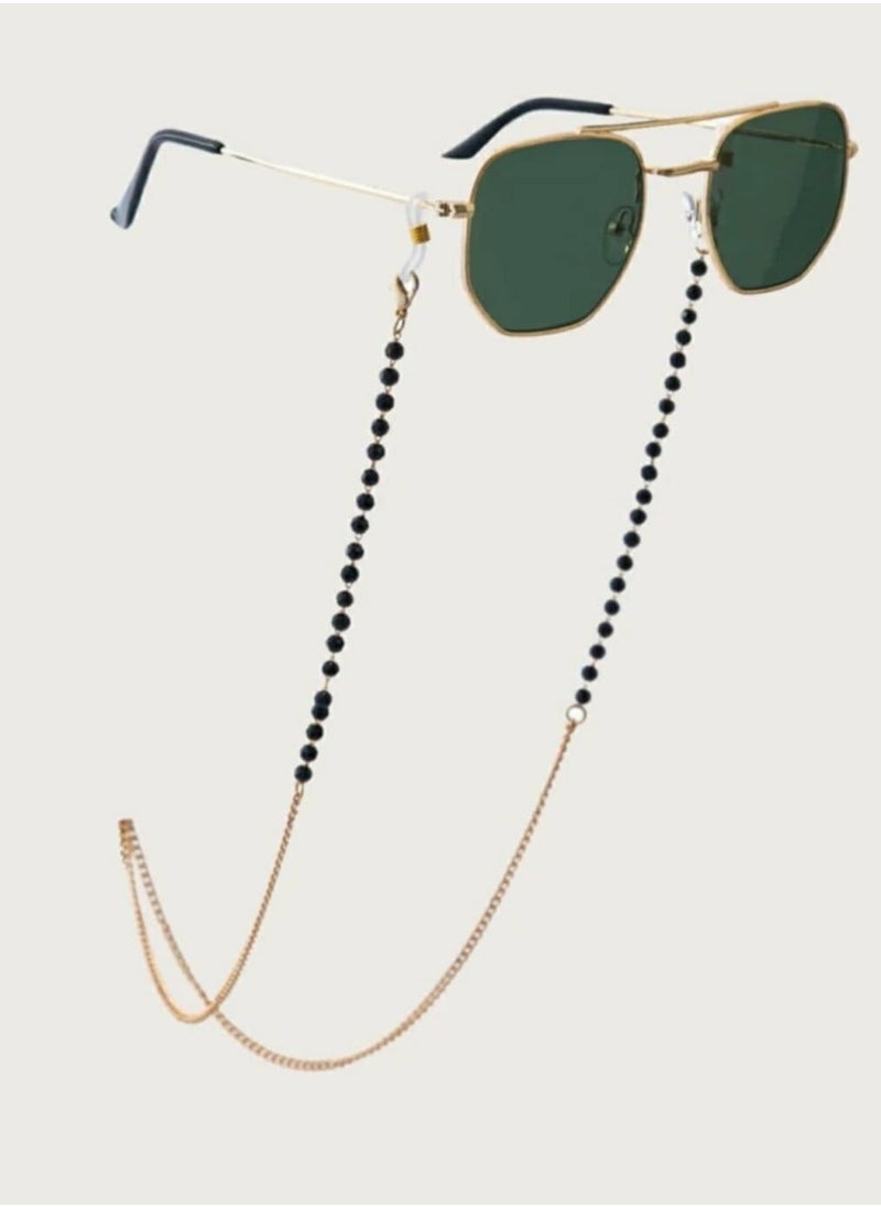 RA accessories Women Eyeglasses  Golden  Chain - Black Crystal  Also Use As Necklace  - Image 1