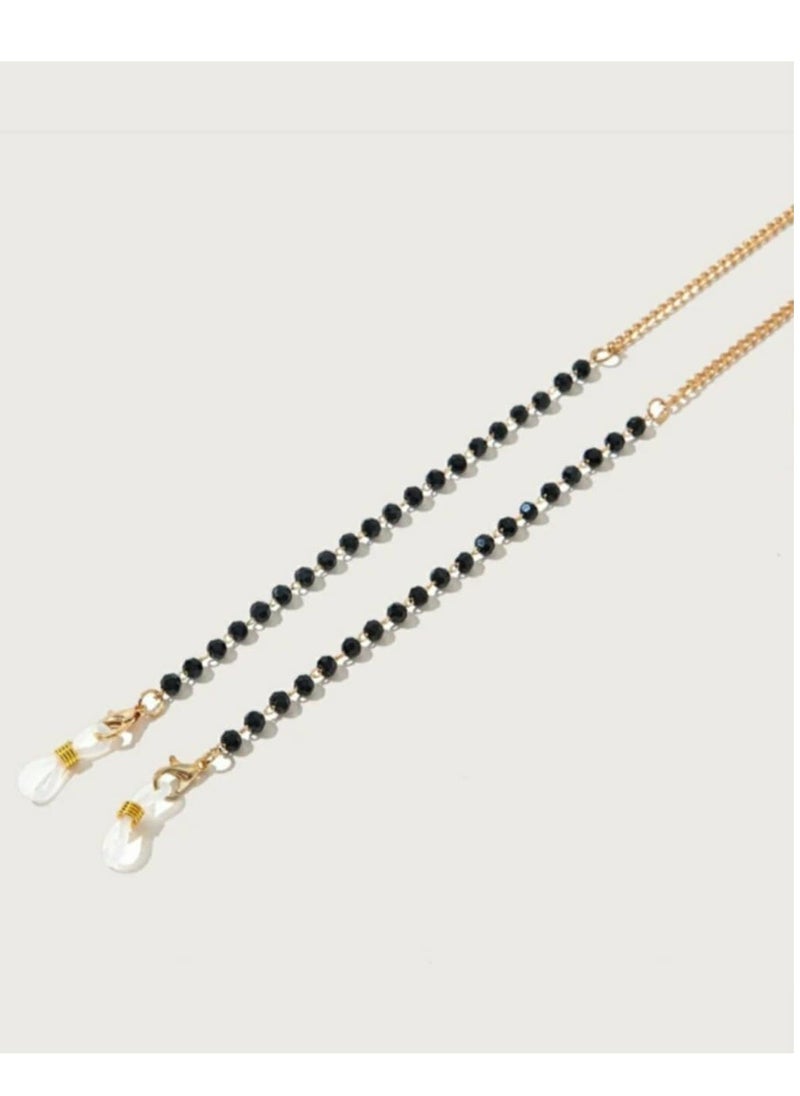 RA accessories Women Eyeglasses  Golden  Chain - Black Crystal  Also Use As Necklace  - Image 2