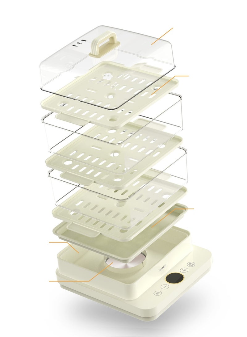 لينرود جهاز طهي بالبخار 3 ادوار من لينرود، سعة 24 لتر، ستانلس ستيل مع اغلاق اوتوماتيك، 1200 واط - Image 4