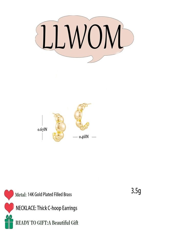 LLWOM Gold Hoop Earrings for Women, 14k Real Gold Plated Huggie Hoop Earrings Hypoallergenic Lightweight Hoops Gifts, regular, Brass, No Gemstone - Image 5