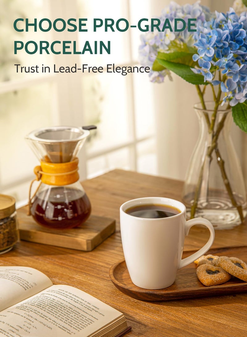 Sweese Porcelain Coffee Mugs - 16 Ounce - Set of 6, Cups for Latte, Hot Tea, Cappuccino, Mocha, Cocoa, White - Image 5