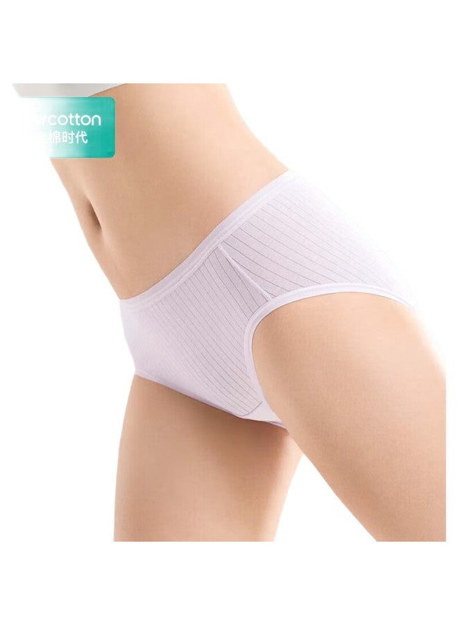 purcotton Women'S Underwear, Mid-Rise Triangle Panties, 3-Pack, Shell Apricot Pink + Soft Jade Purple + Lustrous Gray, Size 165 - Image 2
