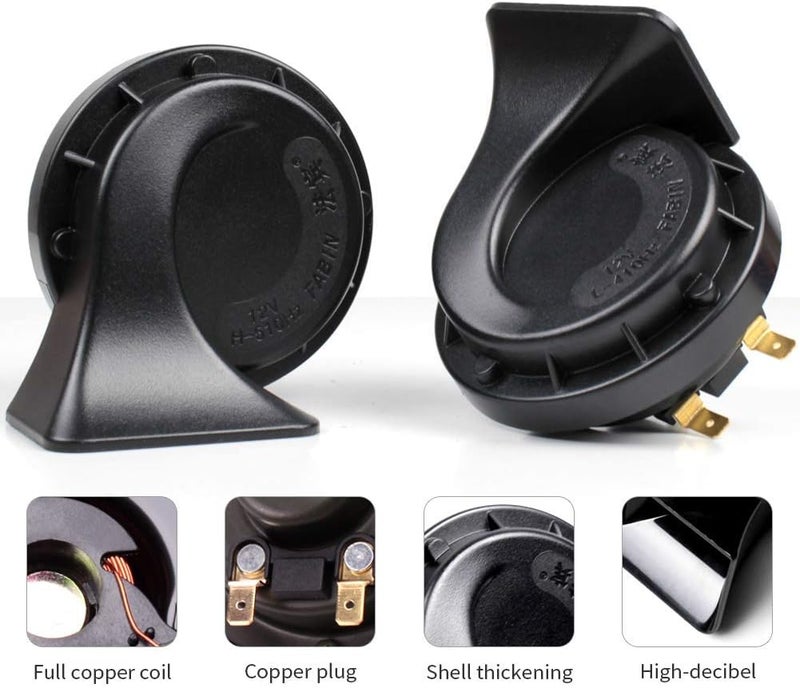FARBIN Car Horns Kit with Button 12V Truck Horn Loud Train Horn for Car Electric Air Horns (Black Snail horn with harness and button, 12v) - Image 2