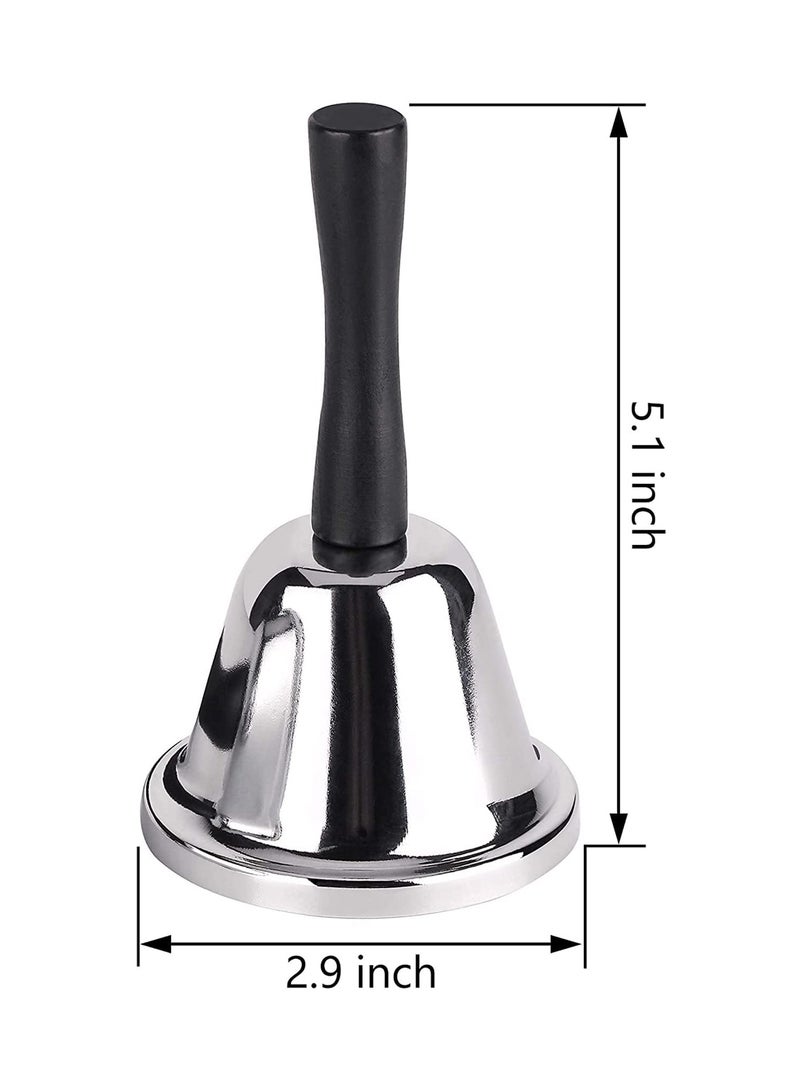 SOLARAE Loud Hand Bell, Silver Steel Hand Bells for Adults, Dinner Bells for Inside Classroom Bell, for Food Line, Alarm, Jingles, Ringing - Image 5