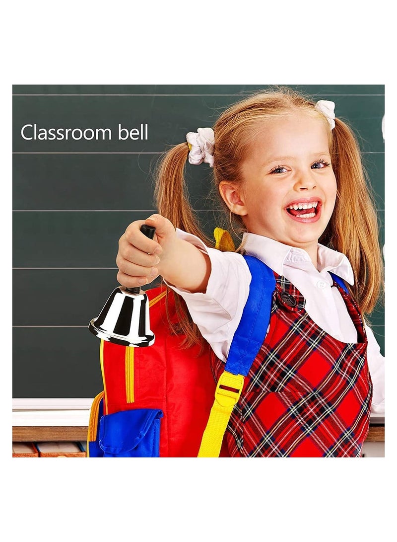 SOLARAE Loud Hand Bell, Silver Steel Hand Bells for Adults, Dinner Bells for Inside Classroom Bell, for Food Line, Alarm, Jingles, Ringing - Image 3