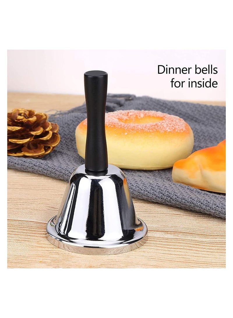 SOLARAE Loud Hand Bell, Silver Steel Hand Bells for Adults, Dinner Bells for Inside Classroom Bell, for Food Line, Alarm, Jingles, Ringing - Image 4
