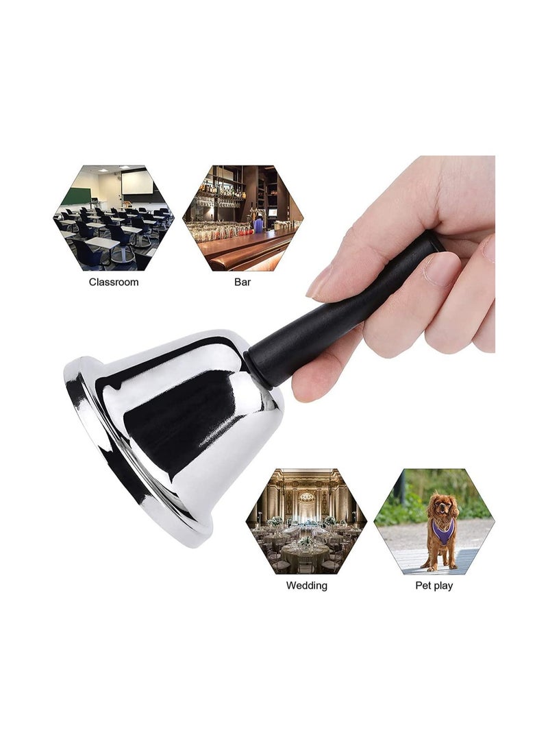SOLARAE Loud Hand Bell, Silver Steel Hand Bells for Adults, Dinner Bells for Inside Classroom Bell, for Food Line, Alarm, Jingles, Ringing - Image 2