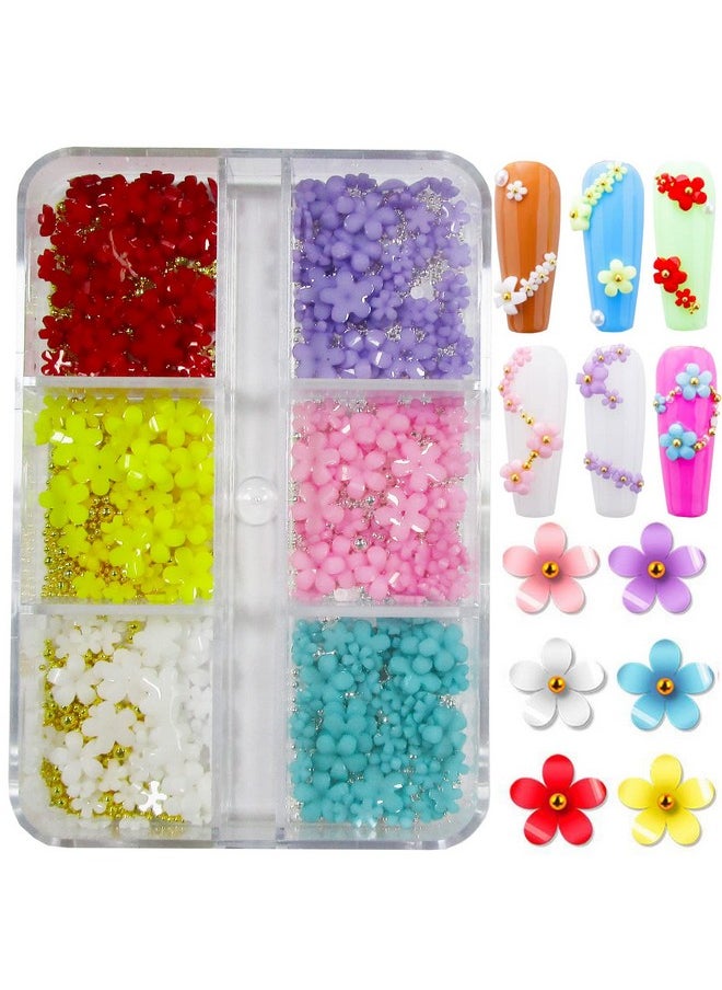 LoveOurHome 4 Boxes 3D Flower Nail Charms Colorful Blossom Studs Nail Supplies With Gold Silver Pearl Caviar Beads Manicure Decorations For Gel Acrylics Nails Design Crafts  - Image 2