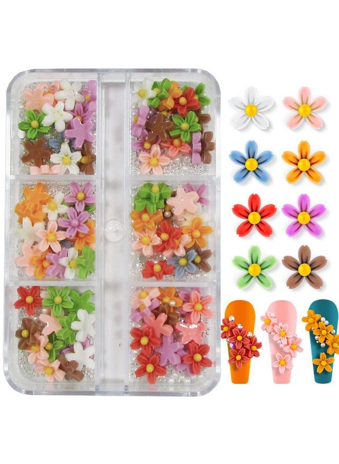 LoveOurHome 4 Boxes 3D Flower Nail Charms Colorful Blossom Studs Nail Supplies With Gold Silver Pearl Caviar Beads Manicure Decorations For Gel Acrylics Nails Design Crafts  - Image 3