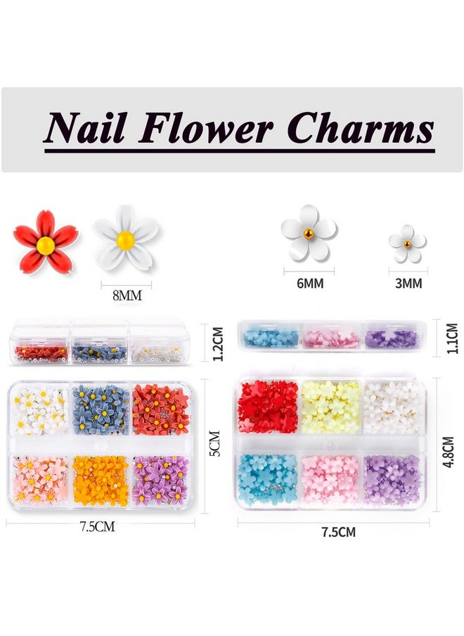 LoveOurHome 4 Boxes 3D Flower Nail Charms Colorful Blossom Studs Nail Supplies With Gold Silver Pearl Caviar Beads Manicure Decorations For Gel Acrylics Nails Design Crafts  - Image 4