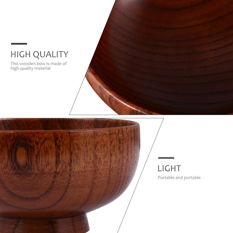 Food Grade Wooden Salad Bowl 11 5x7cm for Soup Rice and Vegetable Storage - Image 4