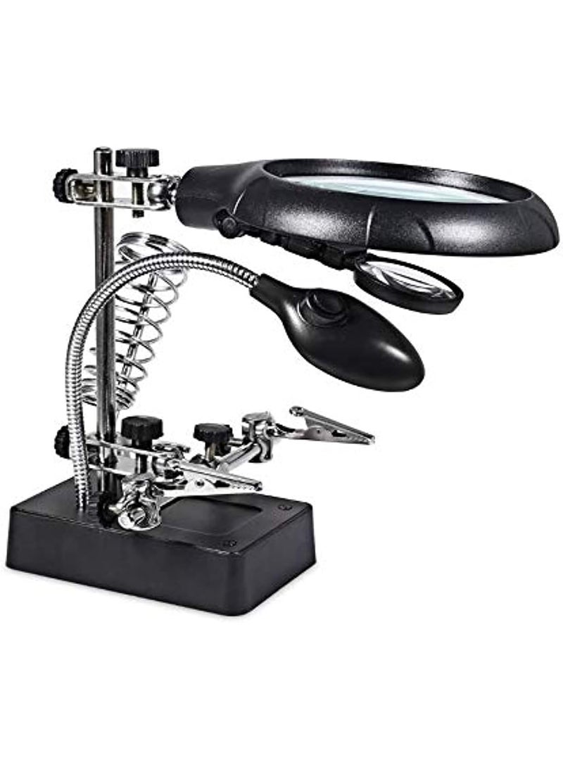 3-in-1 Desktop Magnifier Workstation (3.5X & 12X) - Illuminated Helping Hand Tool with LED Light for Soldering, Jewelry Making, and Crafts - Image 1