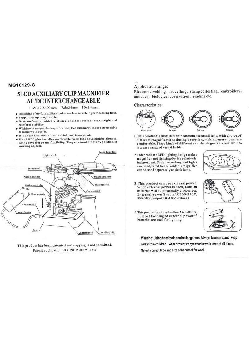 3-in-1 Desktop Magnifier Workstation (3.5X & 12X) - Illuminated Helping Hand Tool with LED Light for Soldering, Jewelry Making, and Crafts - Image 5