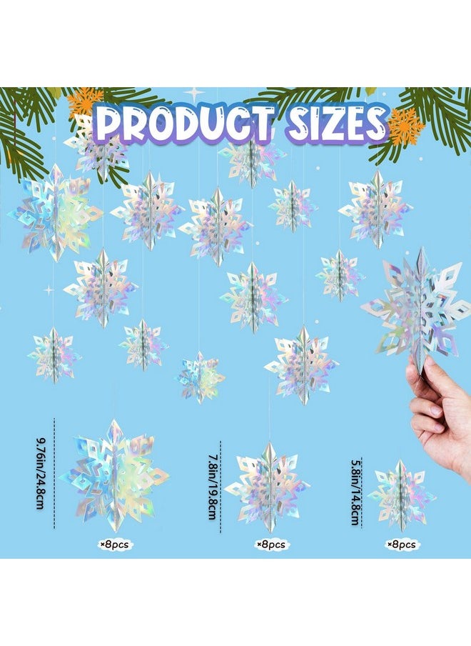 OuMuaMua Winter Christmas Snowflake Decorations, 24PCS 3D Laser Iridescent Snowflakes Hanging Decorations for Christmas Winter Wonderland Holiday Home Decorations Indoor - pzsku/ZE49AAC9C13CC9518CA2EZ/45/_/1740982654/31a24879-0c51-45e5-ac54-74e9bb4ccbe9