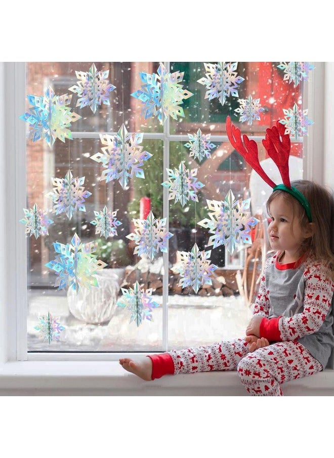 OuMuaMua Winter Christmas Snowflake Decorations, 24PCS 3D Laser Iridescent Snowflakes Hanging Decorations for Christmas Winter Wonderland Holiday Home Decorations Indoor - pzsku/ZE49AAC9C13CC9518CA2EZ/45/_/1740982657/51adeaf2-f792-47b5-9d78-c180cf334594