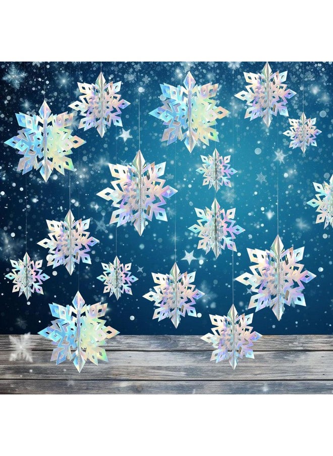 OuMuaMua Winter Christmas Snowflake Decorations, 24PCS 3D Laser Iridescent Snowflakes Hanging Decorations for Christmas Winter Wonderland Holiday Home Decorations Indoor - pzsku/ZE49AAC9C13CC9518CA2EZ/45/_/1740982658/e61e3f62-270f-4171-9047-7f72bd81e8b6