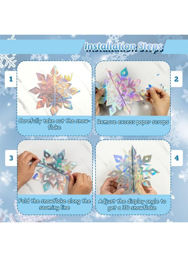 OuMuaMua Winter Christmas Snowflake Decorations, 24PCS 3D Laser Iridescent Snowflakes Hanging Decorations for Christmas Winter Wonderland Holiday Home Decorations Indoor - pzsku/ZE49AAC9C13CC9518CA2EZ/45/_/1740982662/6cde4de9-0082-4334-9a68-30667d85f7f0