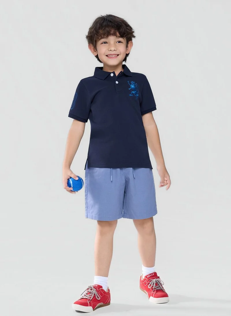 جيوردانو Kids’ Slim Fit Lion Embroidered Cotton Polo