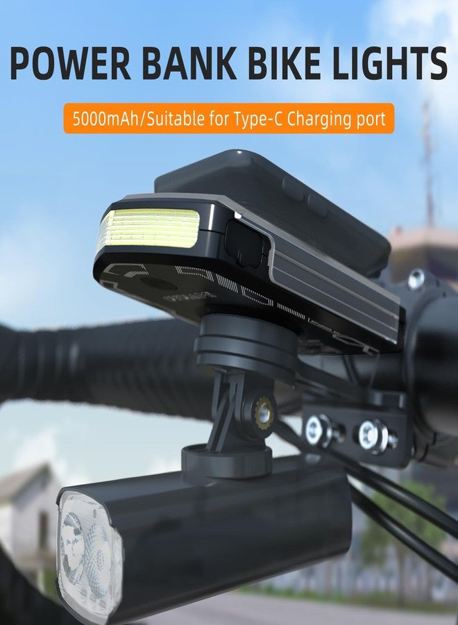 CYCLAMI Bike Front Light, Bicycle Safety Light Compatible with Garmin Bike Computers, 5000mAh Daylight 220° Wide-Angle Light with 4 Modes IPX6 Waterproof Type-C Front Bicycle Lights Cycling Headlight - Image 2